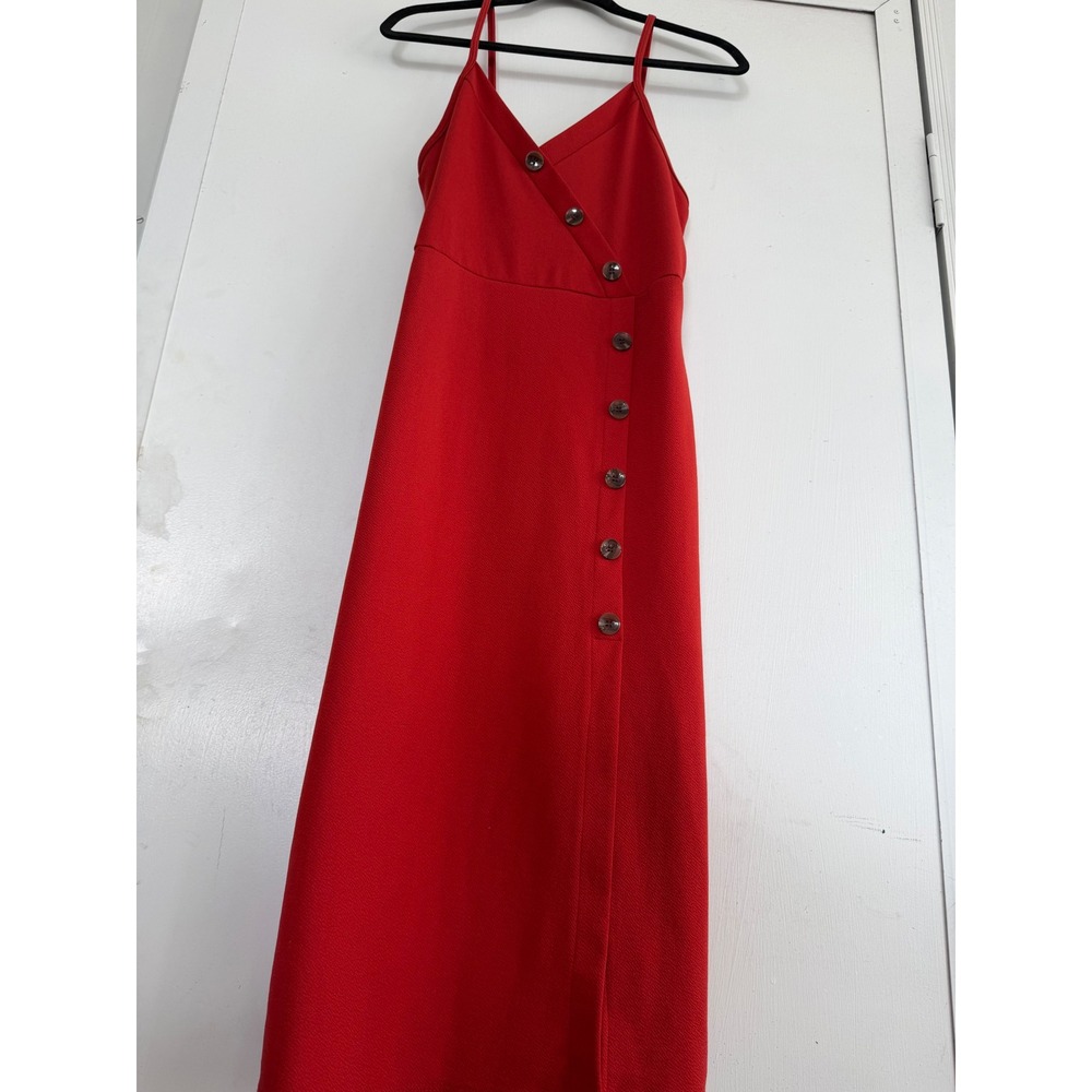 TMG New York Rust Orange MidiDressXLSpaghettistrapFauxWrapButtonFrontVintage90s